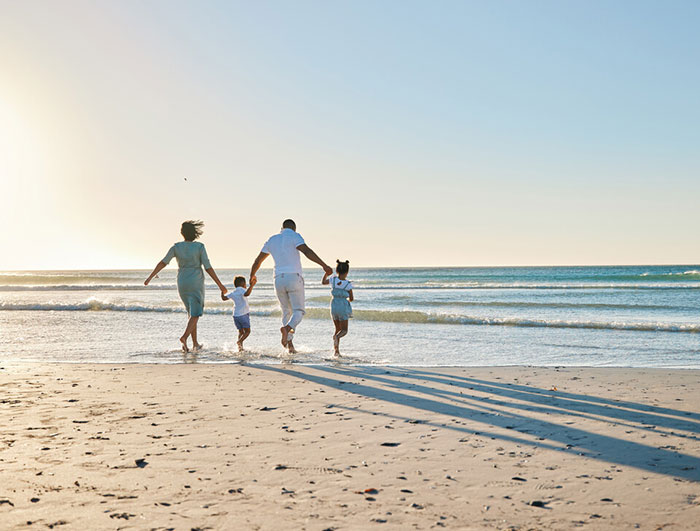 Family on beach